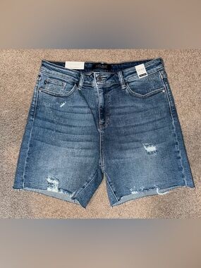 Judy Blue Distressed Denim Cutoff Shorts - Blue